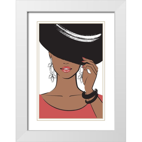 Hat Girl II White Modern Wood Framed Art Print with Double Matting by Pavlova, Martina