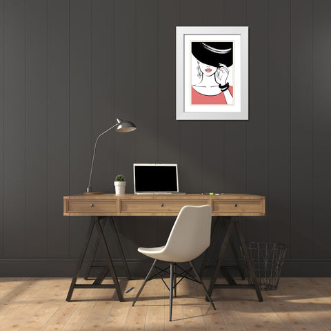 Hat Girl III White Modern Wood Framed Art Print with Double Matting by Pavlova, Martina