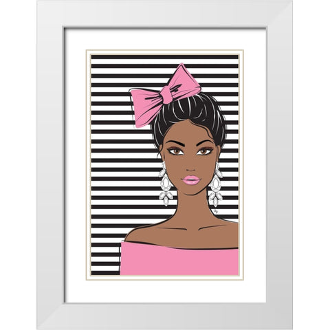 Bow Girl I White Modern Wood Framed Art Print with Double Matting by Pavlova, Martina