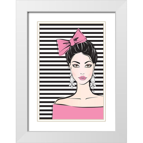 Bow Girl II White Modern Wood Framed Art Print with Double Matting by Pavlova, Martina