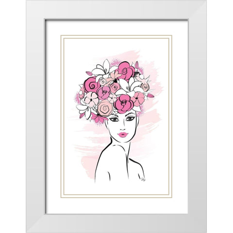 Flower Girl White Modern Wood Framed Art Print with Double Matting by Pavlova, Martina