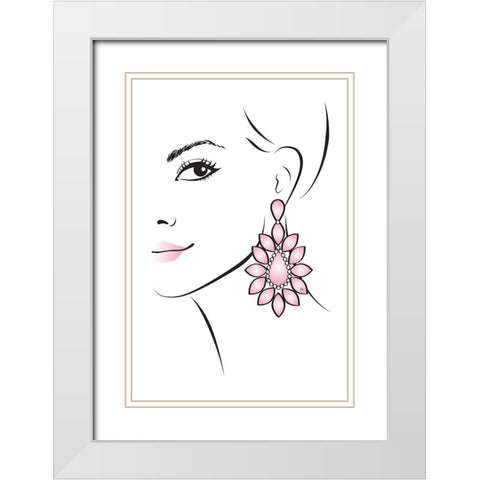 Earring II White Modern Wood Framed Art Print with Double Matting by Pavlova, Martina
