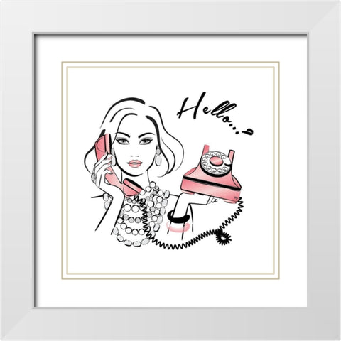 Hello White Modern Wood Framed Art Print with Double Matting by Pavlova, Martina