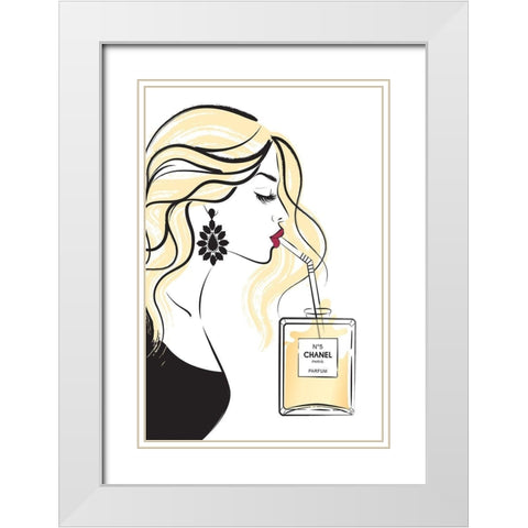 Girl Drink II White Modern Wood Framed Art Print with Double Matting by Pavlova, Martina