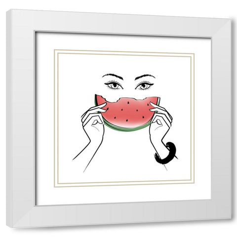 Smile White Modern Wood Framed Art Print with Double Matting by Pavlova, Martina