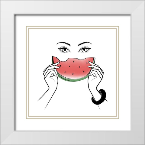 Smile White Modern Wood Framed Art Print with Double Matting by Pavlova, Martina