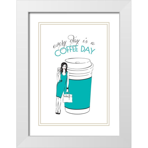 Coffee Day White Modern Wood Framed Art Print with Double Matting by Pavlova, Martina