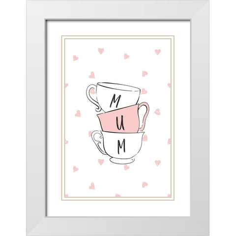 Mum Cups White Modern Wood Framed Art Print with Double Matting by Pavlova, Martina