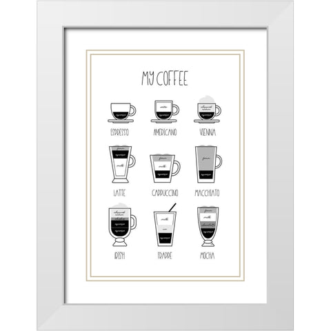 My Coffee White Modern Wood Framed Art Print with Double Matting by Pavlova, Martina