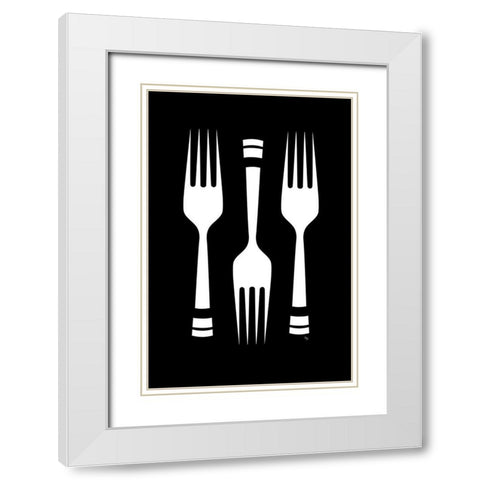 Forks White Modern Wood Framed Art Print with Double Matting by Pavlova, Martina