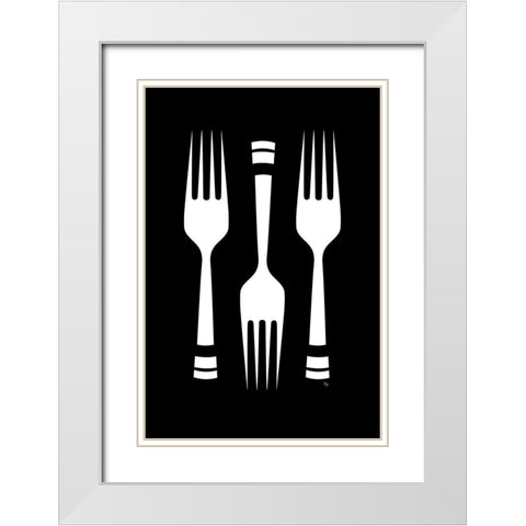 Forks White Modern Wood Framed Art Print with Double Matting by Pavlova, Martina