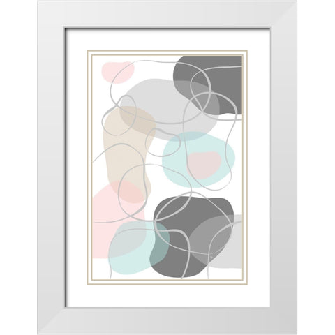 Pastel Stones I White Modern Wood Framed Art Print with Double Matting by Pavlova, Martina