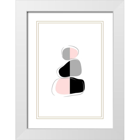 Stones III White Modern Wood Framed Art Print with Double Matting by Pavlova, Martina