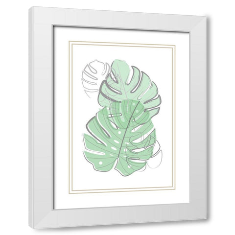Green Leaves White Modern Wood Framed Art Print with Double Matting by Pavlova, Martina