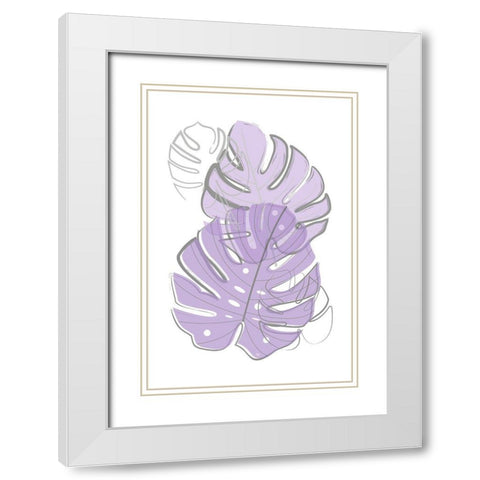 Purple Leaves White Modern Wood Framed Art Print with Double Matting by Pavlova, Martina