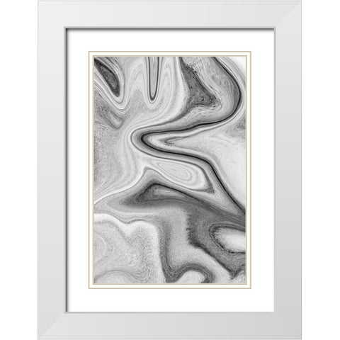 Grey Marble White Modern Wood Framed Art Print with Double Matting by Pavlova, Martina