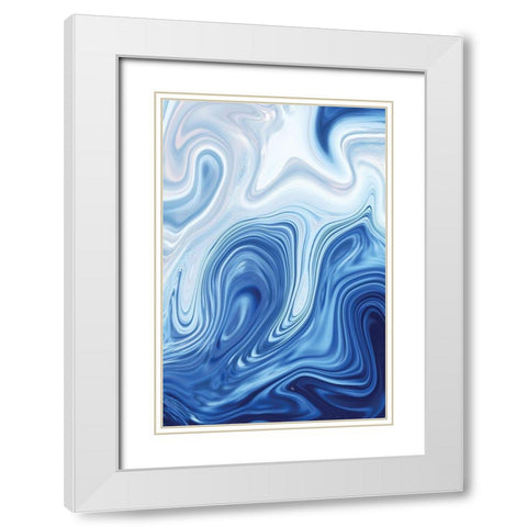Blue Marble White Modern Wood Framed Art Print with Double Matting by Pavlova, Martina