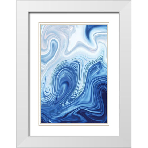 Blue Marble White Modern Wood Framed Art Print with Double Matting by Pavlova, Martina