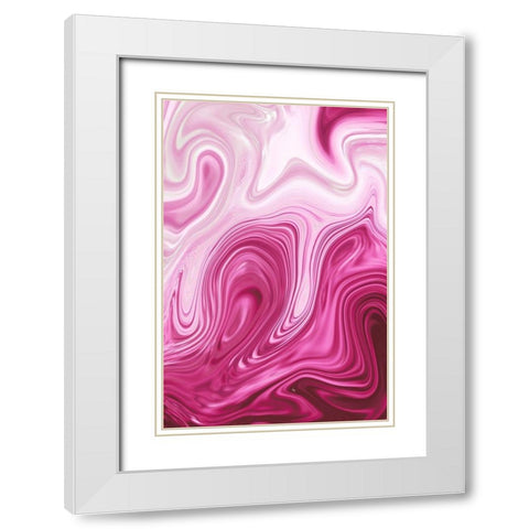 Pink Marble White Modern Wood Framed Art Print with Double Matting by Pavlova, Martina