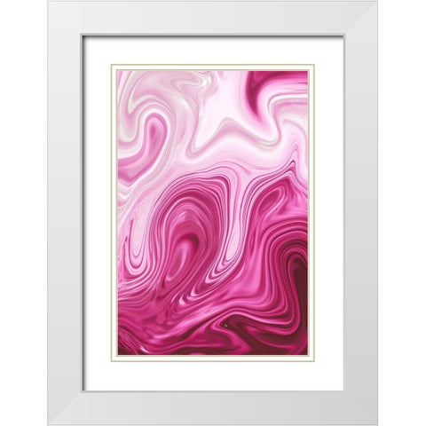 Pink Marble White Modern Wood Framed Art Print with Double Matting by Pavlova, Martina