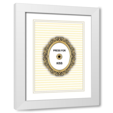 Kiss Button White Modern Wood Framed Art Print with Double Matting by Pavlova, Martina