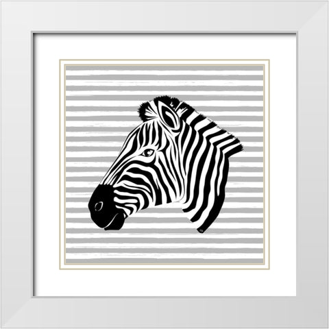 Striped Zebra White Modern Wood Framed Art Print with Double Matting by Pavlova, Martina
