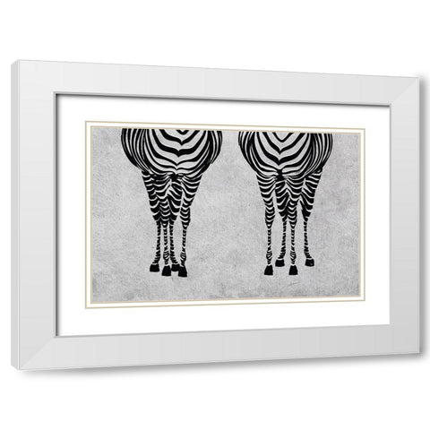Zebras White Modern Wood Framed Art Print with Double Matting by Pavlova, Martina