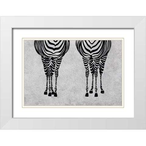 Zebras White Modern Wood Framed Art Print with Double Matting by Pavlova, Martina