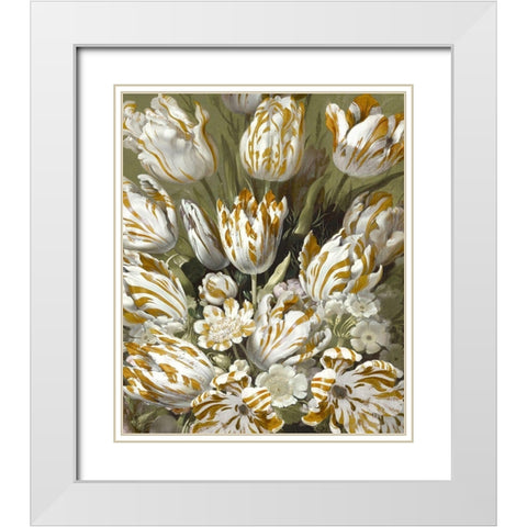 Golden Tulip Bouquet White Modern Wood Framed Art Print with Double Matting by McQueen, Angela