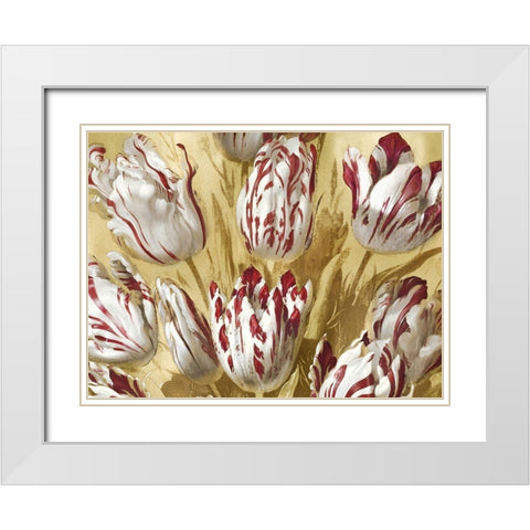 Tulips on Gold II White Modern Wood Framed Art Print with Double Matting by McQueen, Angela
