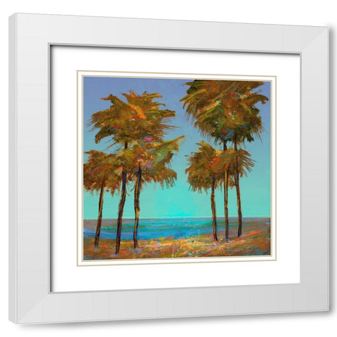 Seaside Sunset White Modern Wood Framed Art Print with Double Matting by Tienhaara, Michael
