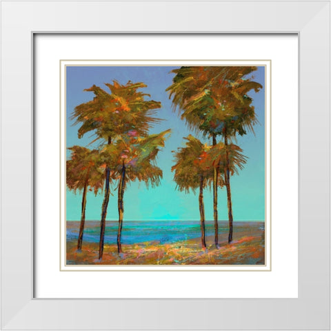 Seaside Sunset White Modern Wood Framed Art Print with Double Matting by Tienhaara, Michael