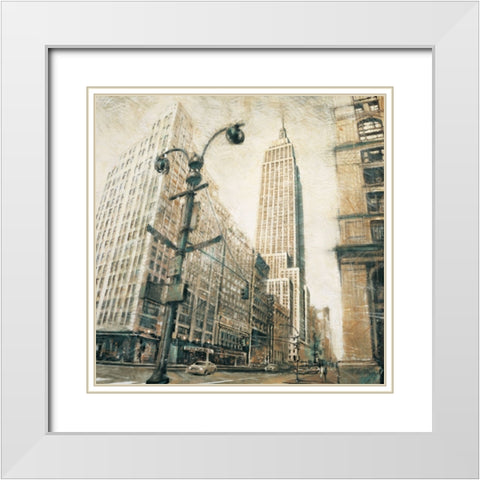 Emp St Bldg fr MadisonAve White Modern Wood Framed Art Print with Double Matting by Daniels, Matthew
