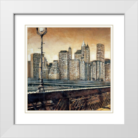 Manhattan Sunset I White Modern Wood Framed Art Print with Double Matting by Daniels, Matthew