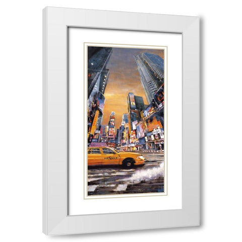 Times Square Perspective I White Modern Wood Framed Art Print with Double Matting by Daniels, Matthew