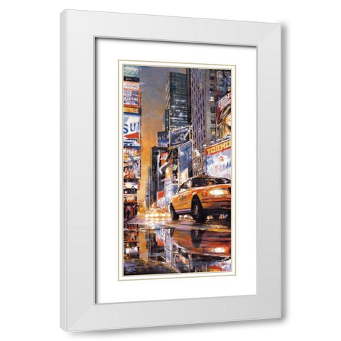 Times Square Perspective II White Modern Wood Framed Art Print with Double Matting by Daniels, Matthew