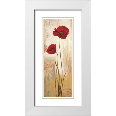 Panneau coquelicots White Modern Wood Framed Art Print with Double Matting by Besson, Nathalie