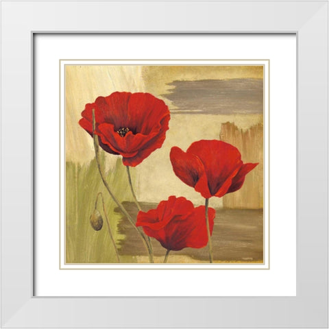 Panneau Printemps I White Modern Wood Framed Art Print with Double Matting by Besson, Nathalie