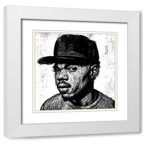 KC Chance the Rapper White Modern Wood Framed Art Print with Double Matting by Shigley, Neil