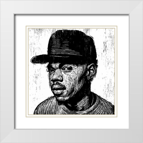 KC Chance the Rapper White Modern Wood Framed Art Print with Double Matting by Shigley, Neil