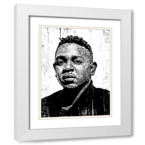 Kendrick Lamar White Modern Wood Framed Art Print with Double Matting by Shigley, Neil