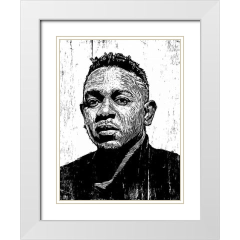 Kendrick Lamar White Modern Wood Framed Art Print with Double Matting by Shigley, Neil