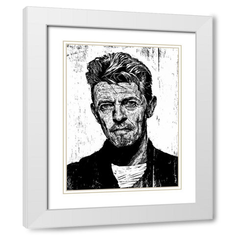 David Bowie White Modern Wood Framed Art Print with Double Matting by Shigley, Neil