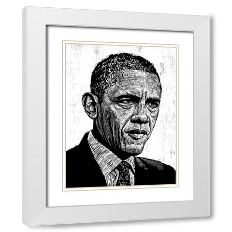 Obama White Modern Wood Framed Art Print with Double Matting by Shigley, Neil