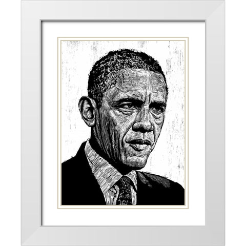 Obama White Modern Wood Framed Art Print with Double Matting by Shigley, Neil