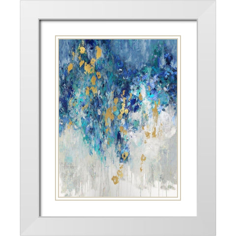 Cascading Blues II White Modern Wood Framed Art Print with Double Matting by Robbins, Nikki