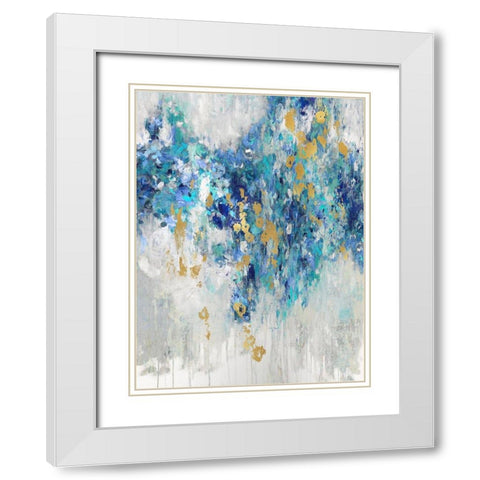 Cascading Blues III White Modern Wood Framed Art Print with Double Matting by Robbins, Nikki