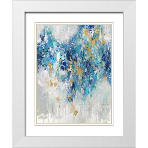 Cascading Blues III White Modern Wood Framed Art Print with Double Matting by Robbins, Nikki