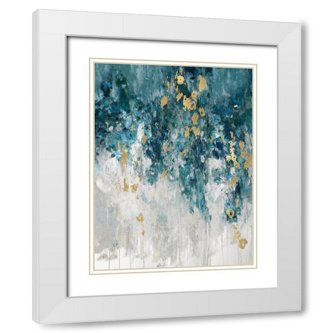 Cascading Cerulian White Modern Wood Framed Art Print with Double Matting by Robbins, Nikki