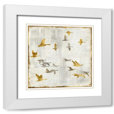 Golden Flight I White Modern Wood Framed Art Print with Double Matting by Spencer, Nick